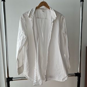 White oversized button down shirt